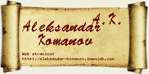 Aleksandar Komanov vizit kartica